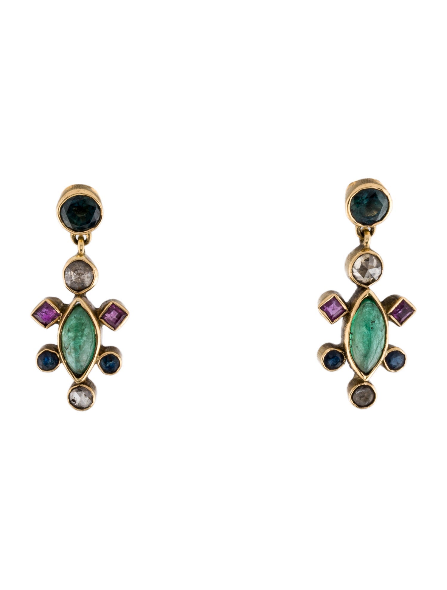 Earrings 18K Multistone Drop Earrings