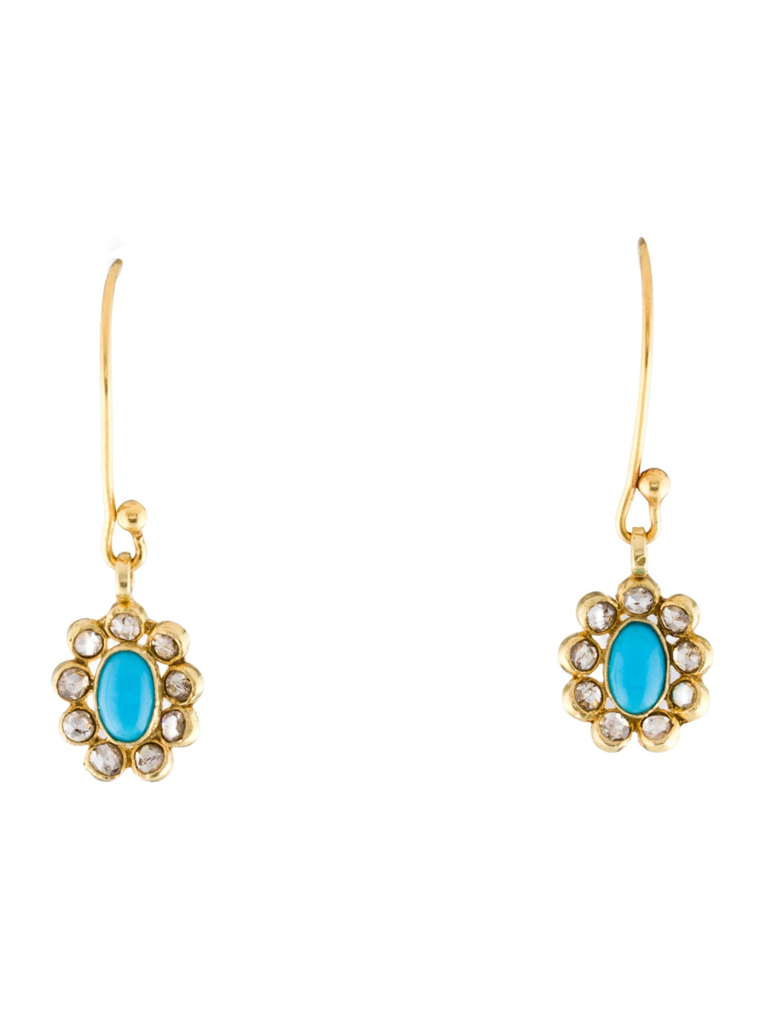 Earrings 18K Turquoise & Diamond Drop Earrings