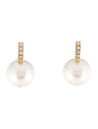 Earrings 14K Pearl & Diamond Drop Earrings