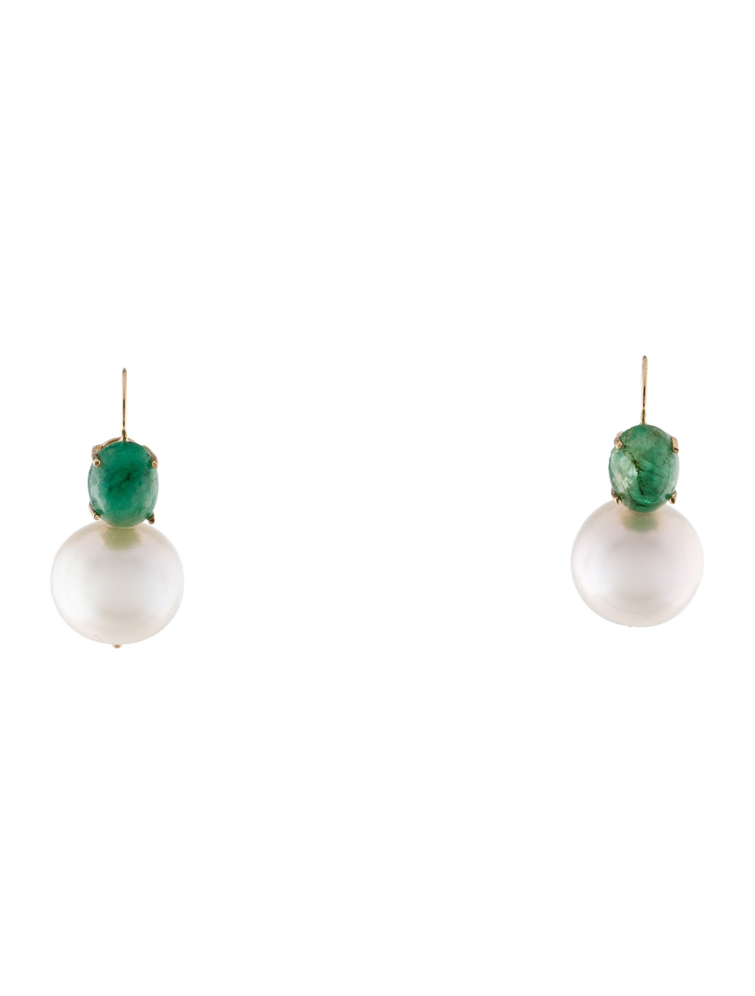 Earrings 14K Emerald & Pearl Drop