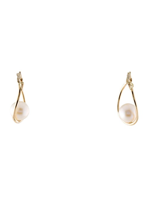 Earrings 14K Pearl Oval Hoop Earrings