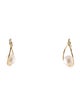 Earrings 14K Pearl Oval Hoop Earrings