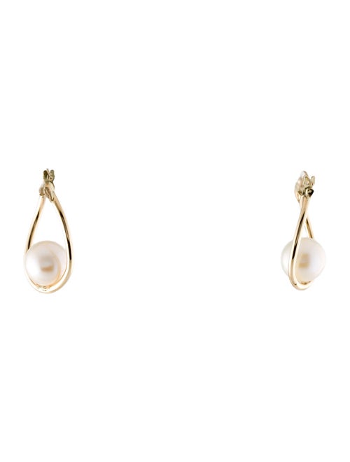 Earrings 14K Pearl Oval Hoop Earrings