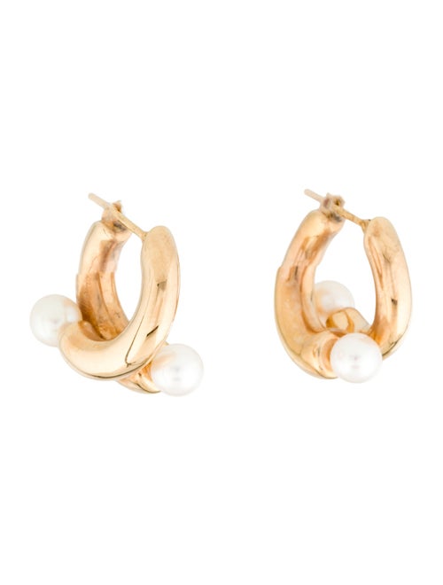 Earrings 14K Pearl Hollow Hoop Earrings
