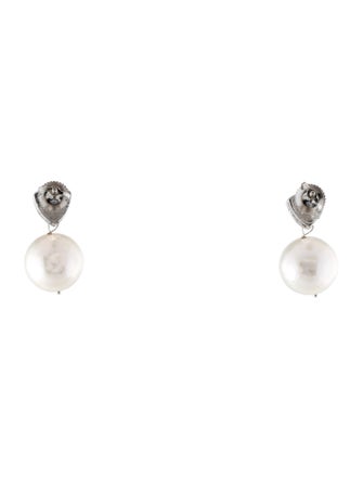 Earrings 14K Pearl & Diamond Drop Earrings