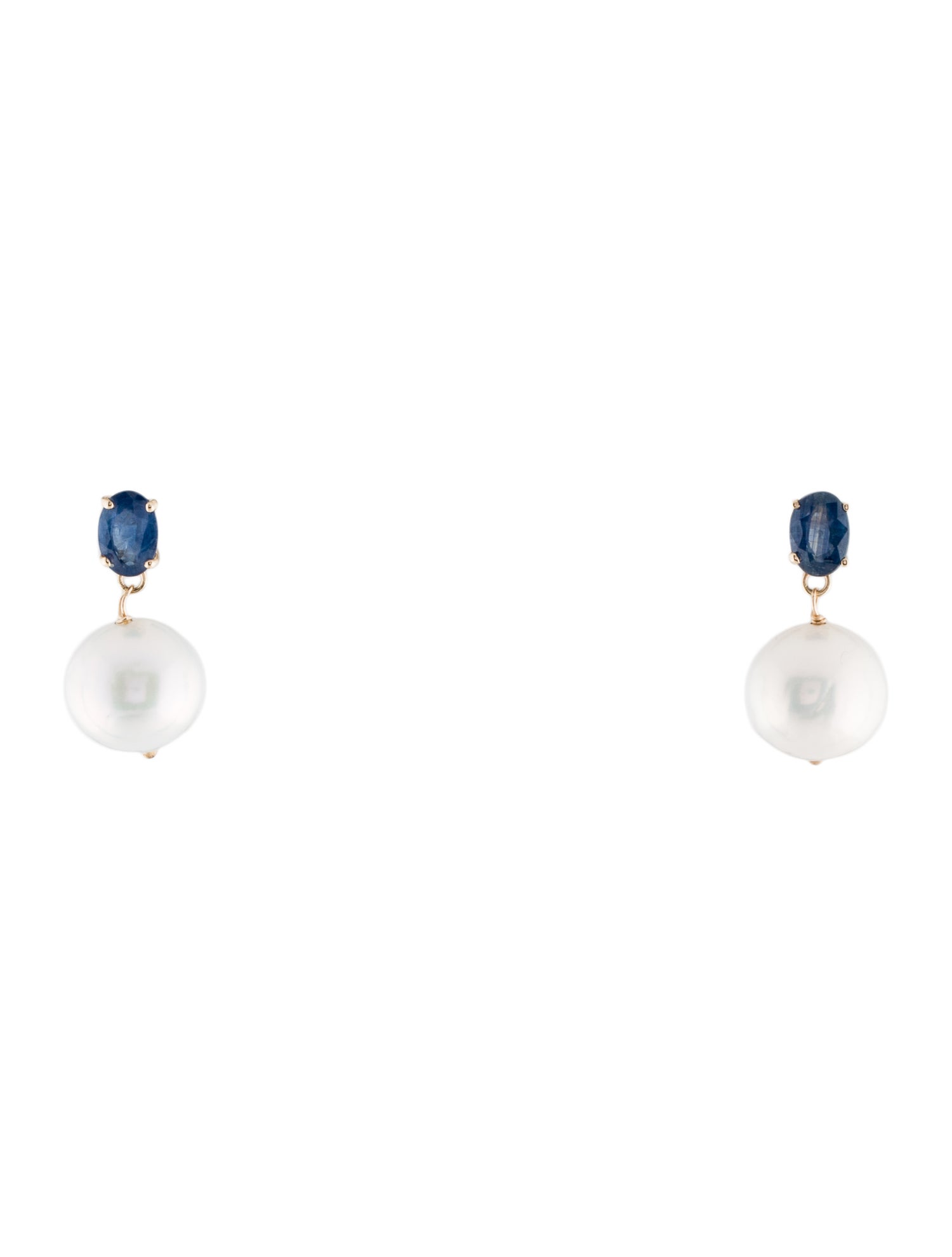 Earrings 14K Sapphire & Pearl Drop