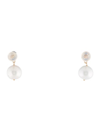 Earrings 14K Sapphire & Pearl Drop Earrings