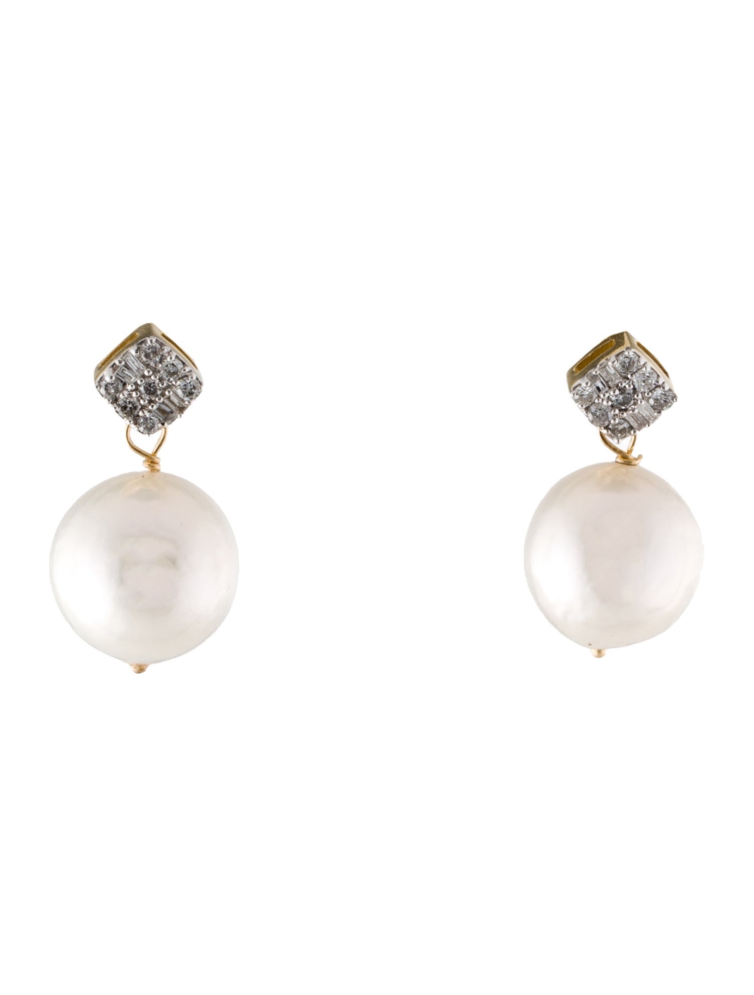 Earrings 14K Pearl & Diamond Drop