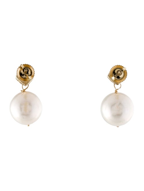 Earrings 14K Pearl & Diamond Drop Earrings