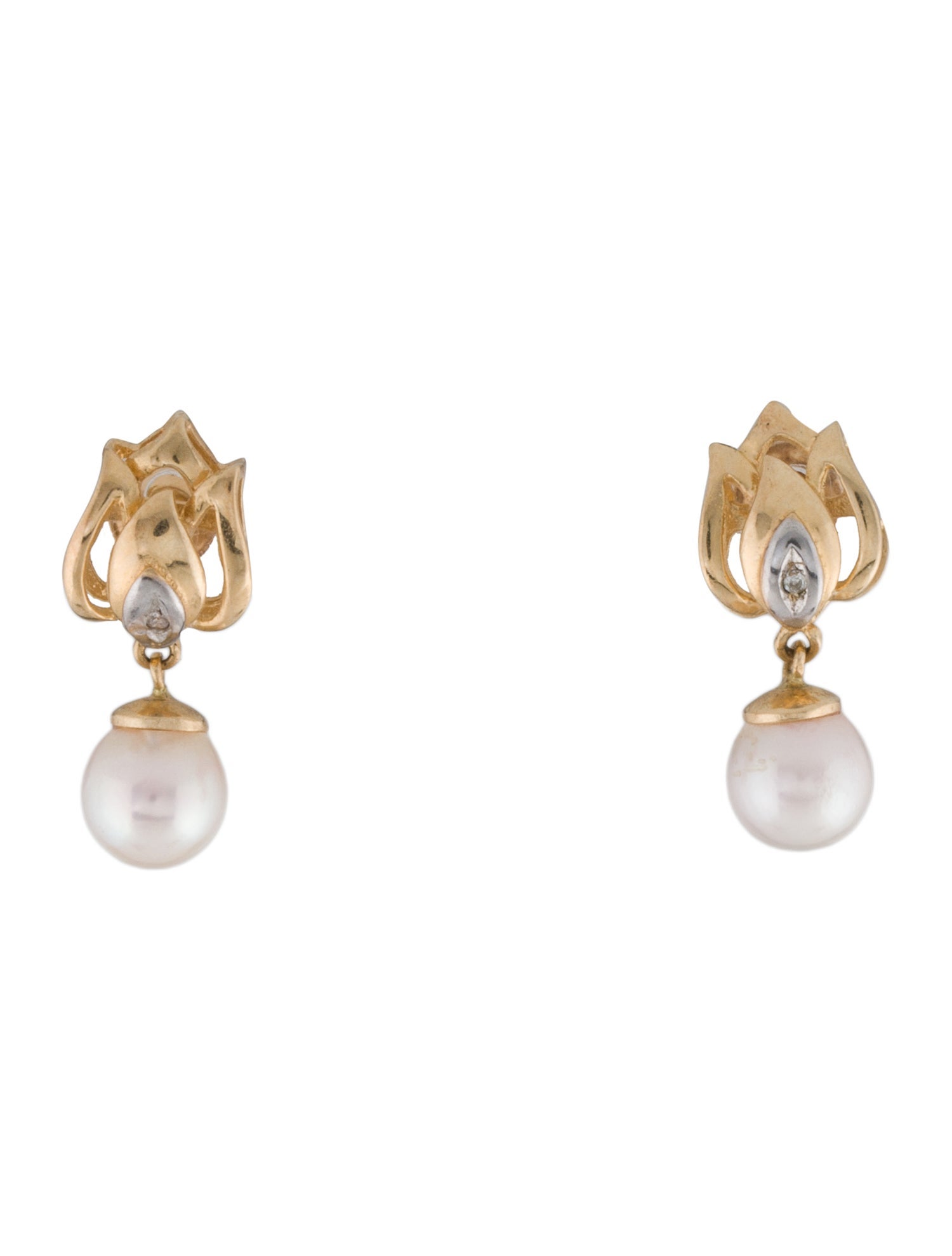 Earrings 14K Pearl & Diamond Drop