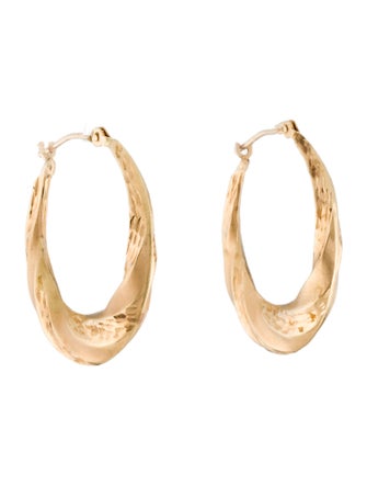 Earrings  14K Textured Hoop Earrings