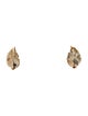 Earrings 14K Carved Agate & Diamond Leaf Earclips