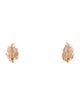 Earrings 14K Carved Agate & Diamond Leaf Earclips