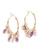 Earrings 14K Pearl & Amethyst Bead Hoop Earrings