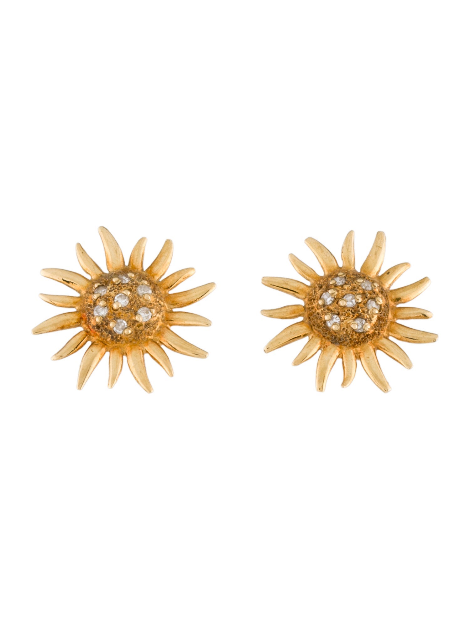 Earrings 18K Diamond Sun Stud