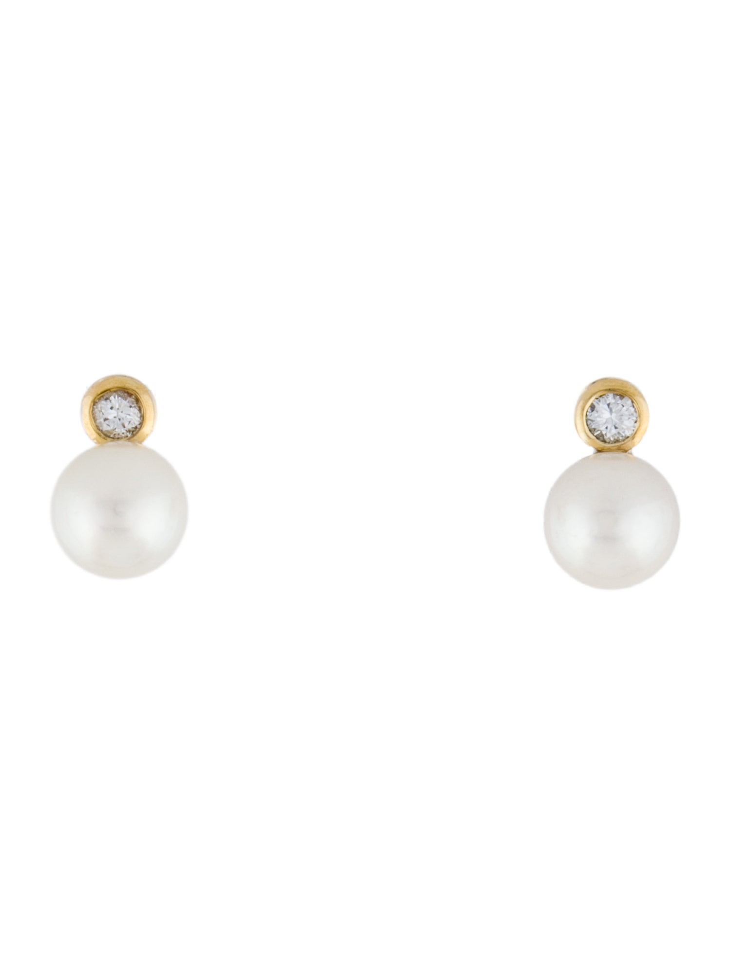 Earrings 14K Pearl & Diamond Stud