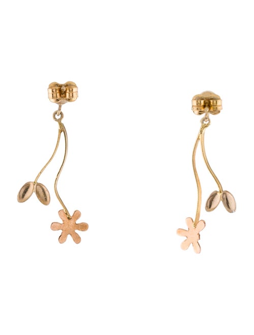 Earrings 18K Tri-Tone Flower Drop Earrings