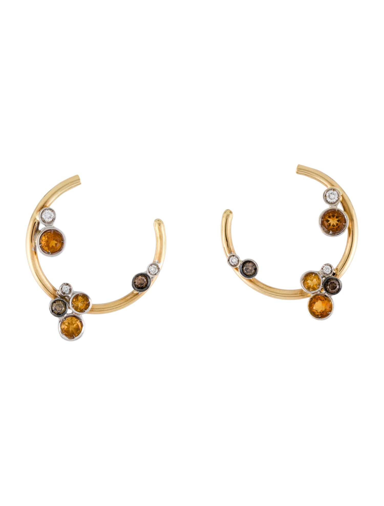 Earrings 18K Citrine & Diamond Hoop