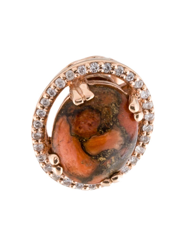 Earrings 14K 3.76ct Jasper & Diamond Stud