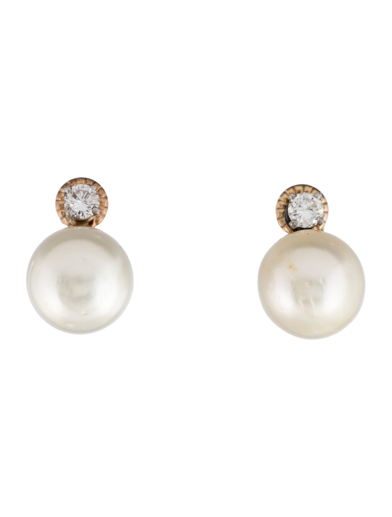 Earrings 14K Pearl & Diamond Drop