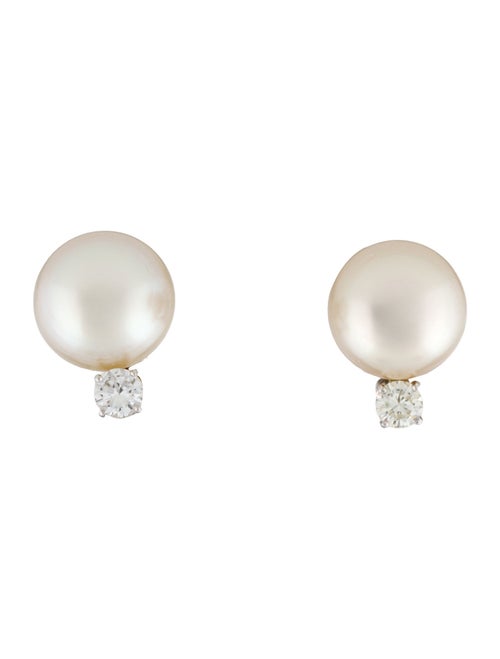 Earrings 18K Pearl & Diamond Earclips