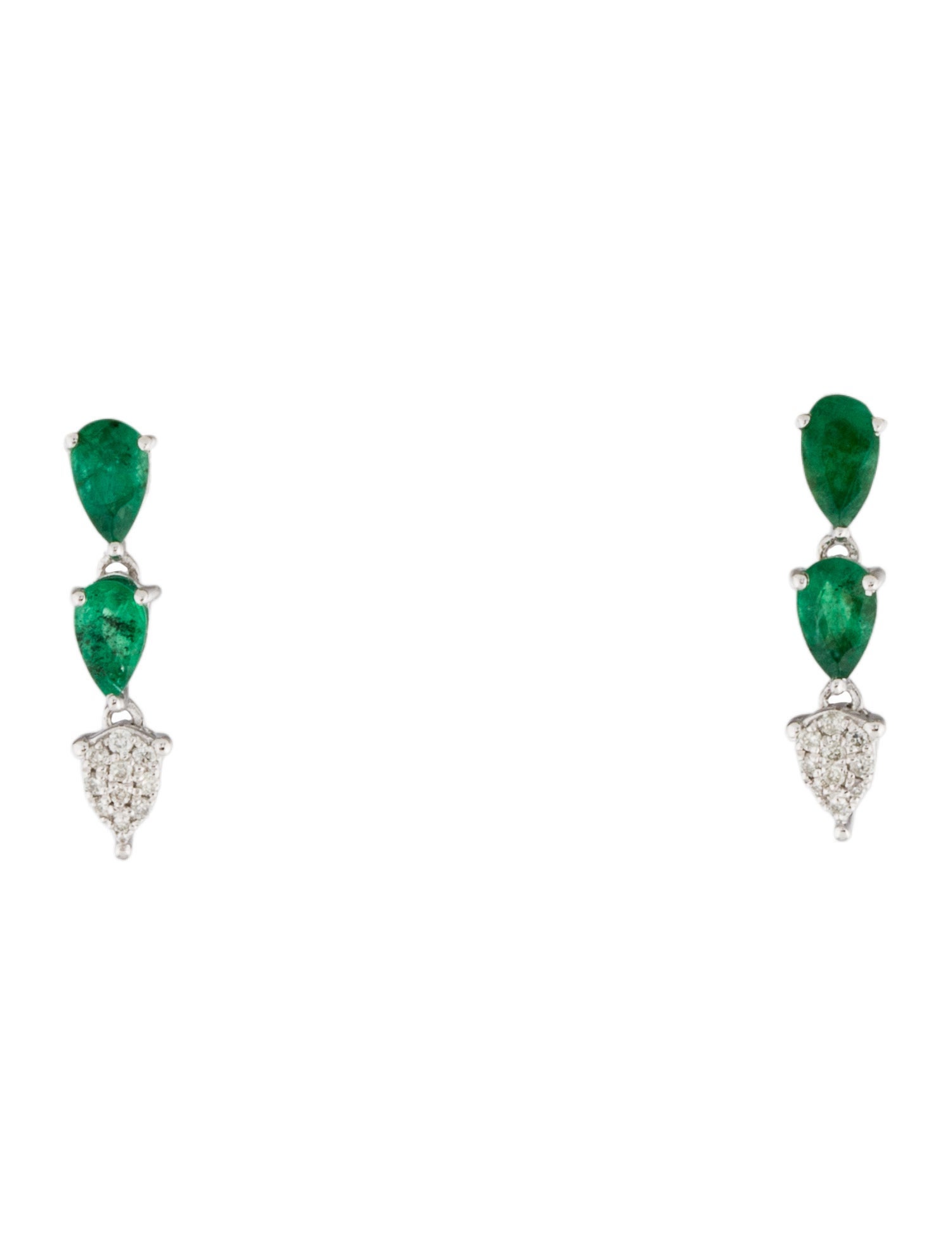 Earrings 14K Emerald & Diamond Drop