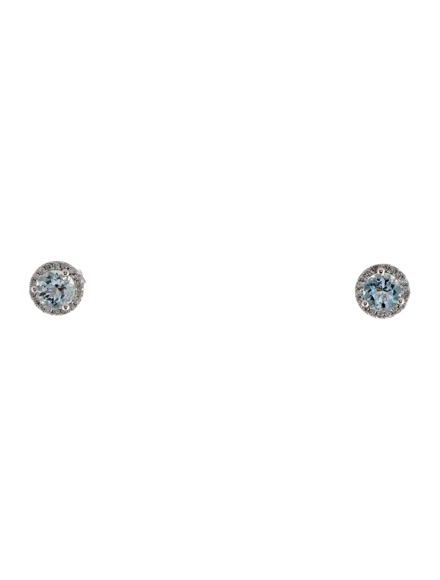 Earrings 14K Aquamarine & Diamond Stud Earrings
