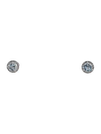 Earrings 14K Aquamarine & Diamond Stud Earrings
