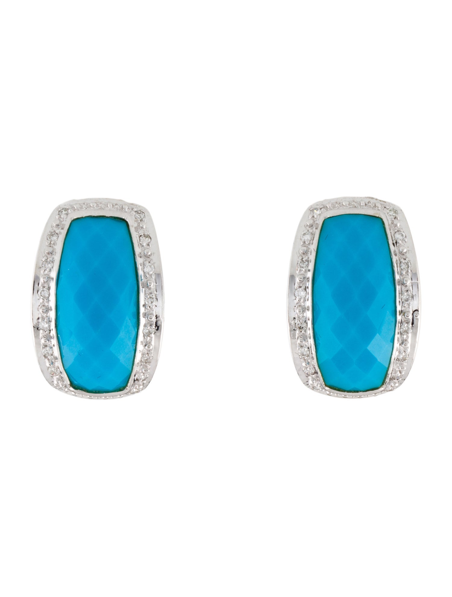 Earrings 14K Turquoise & Diamond Earclip