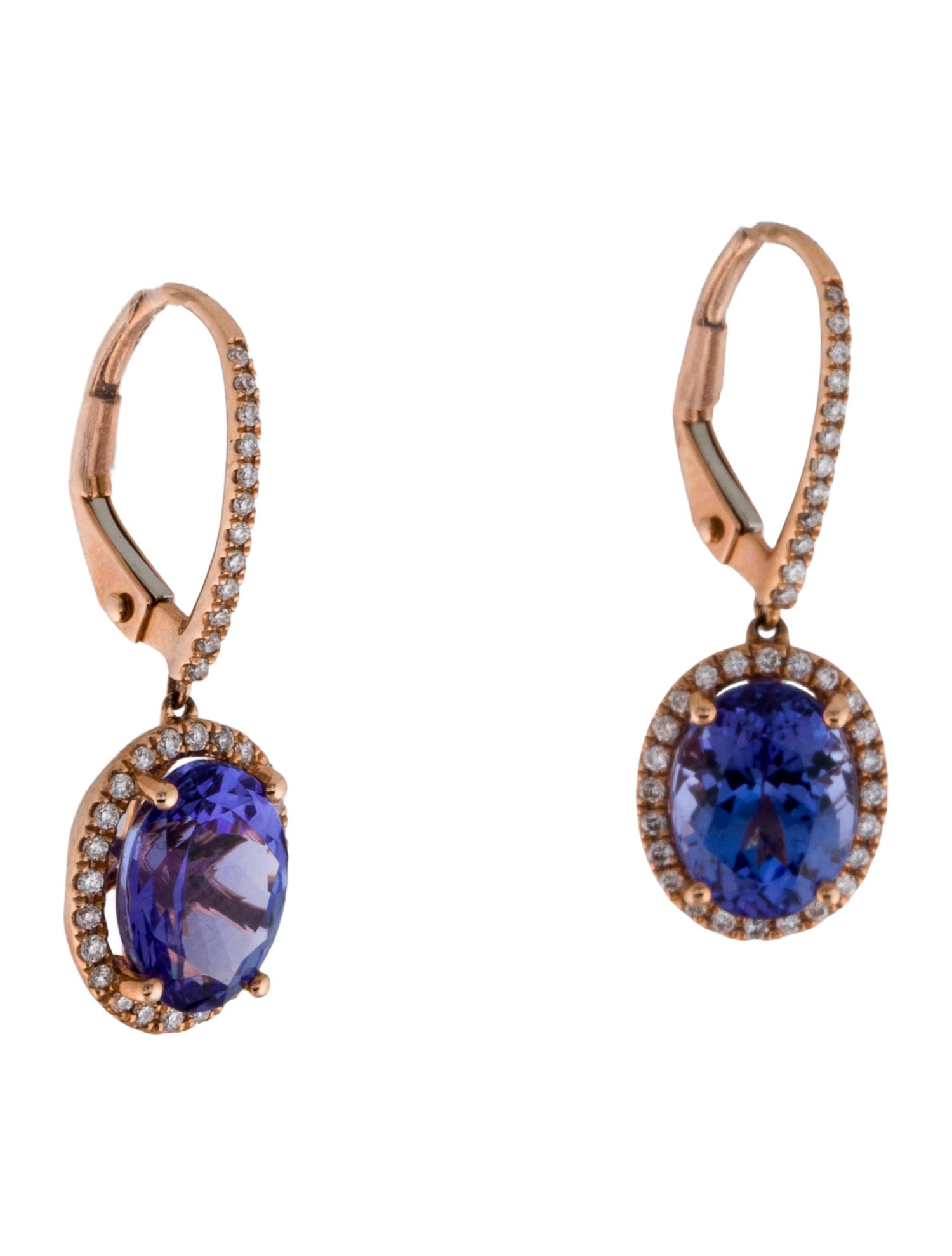 Earrings 14K 4.10ctw Tanzanite & Diamond Drop Earrings