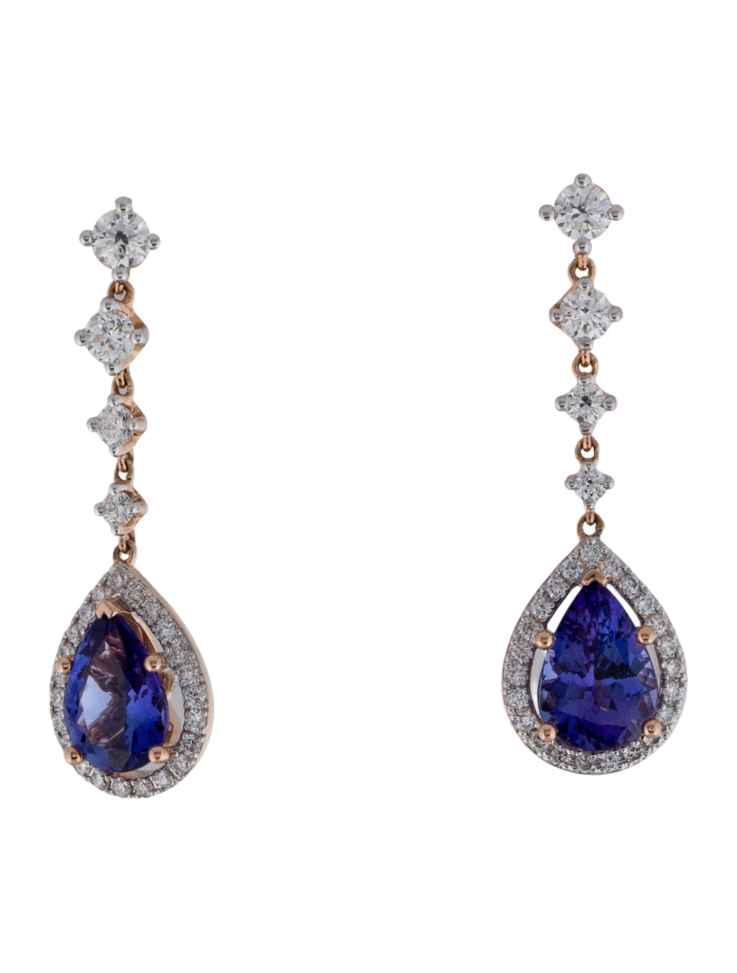 Earrings 14K 5.50ctw Tanzanite & Diamond Drop Earrings