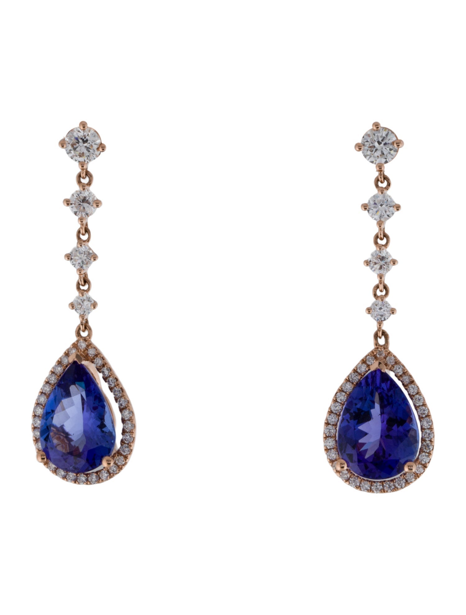 Earrings 14K 6.00ctw Tanzanite & Diamond Drop Earrings