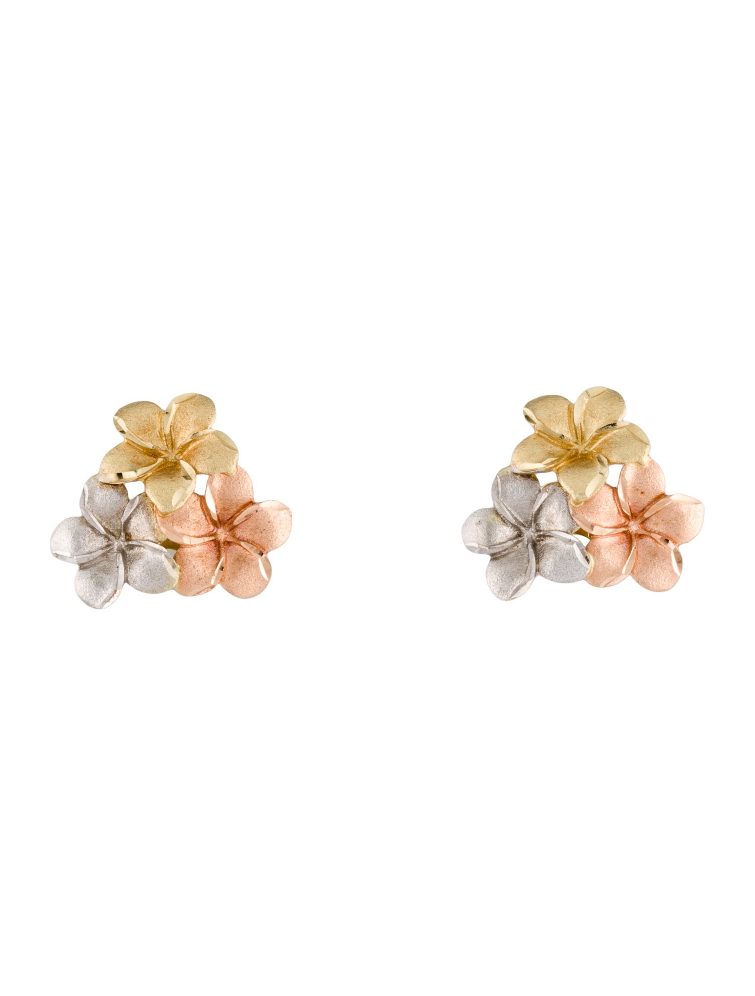 Earrings 14K Tri-Color Flower Stud