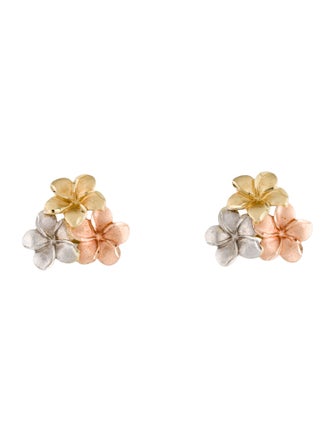 Earrings 14K Tri-Color Flower Stud Earrings