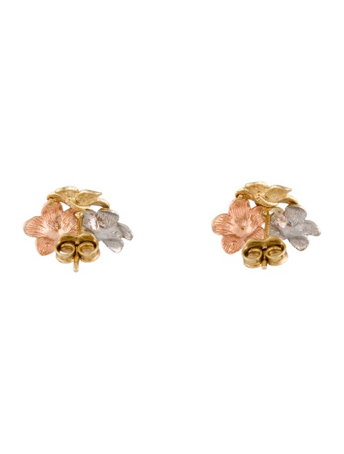 Earrings 14K Tri-Color Flower Stud Earrings