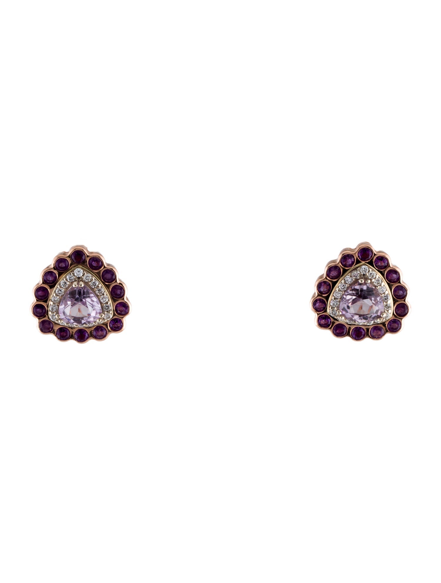 Earrings 14K Diamond & Amethyst Stud Earclips