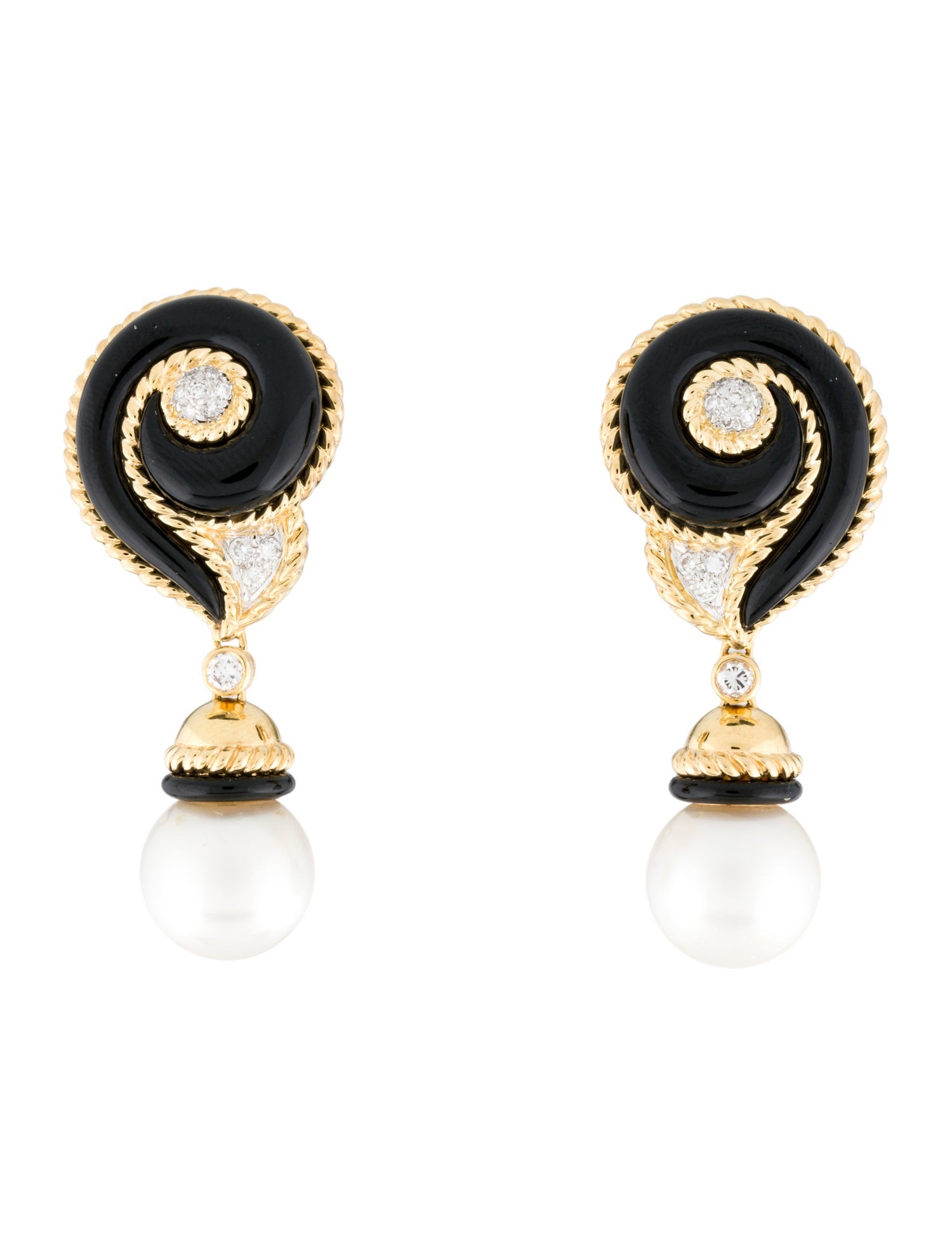 Earrings 18K Pearl, Nephrite & Diamond Convertible