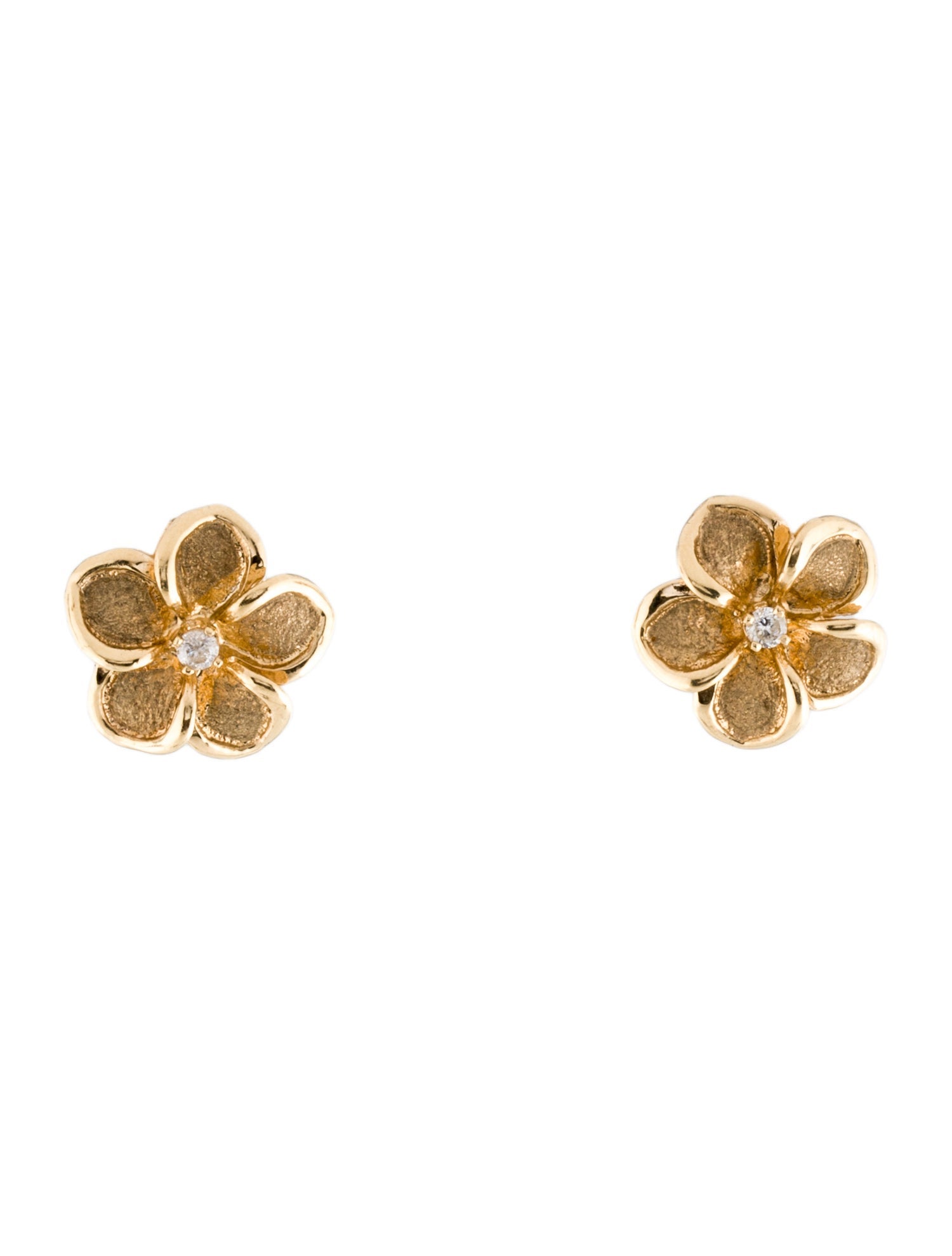 Earrings 14K Diamond Flower Stud Earrings