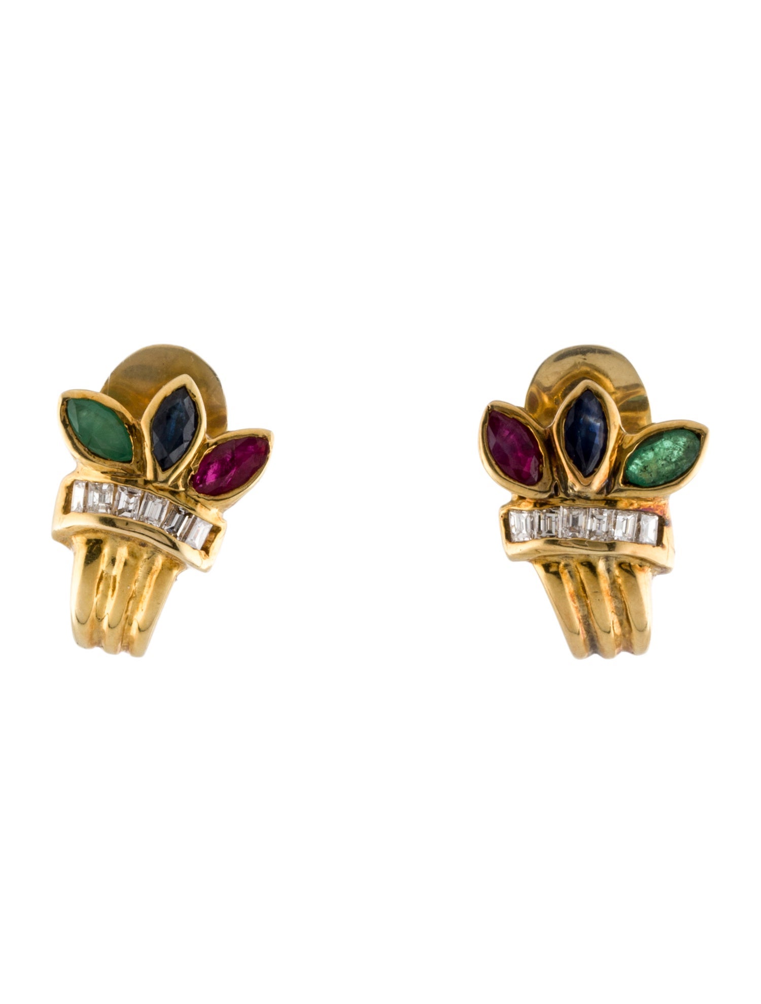 Earrings 14K Multistone Earclip Earrings