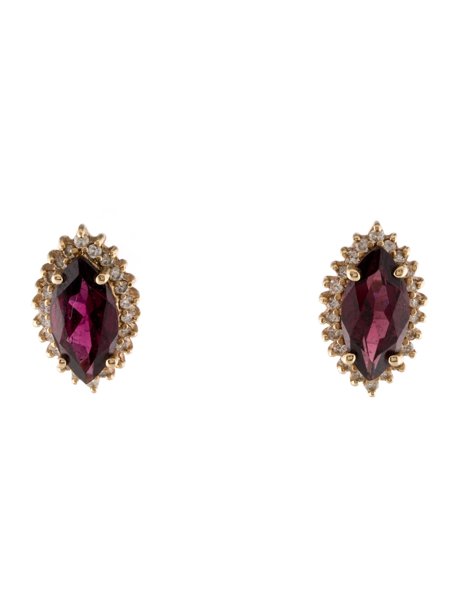 Earrings 14K 3.40ctw Rhodolite & Diamond Stud