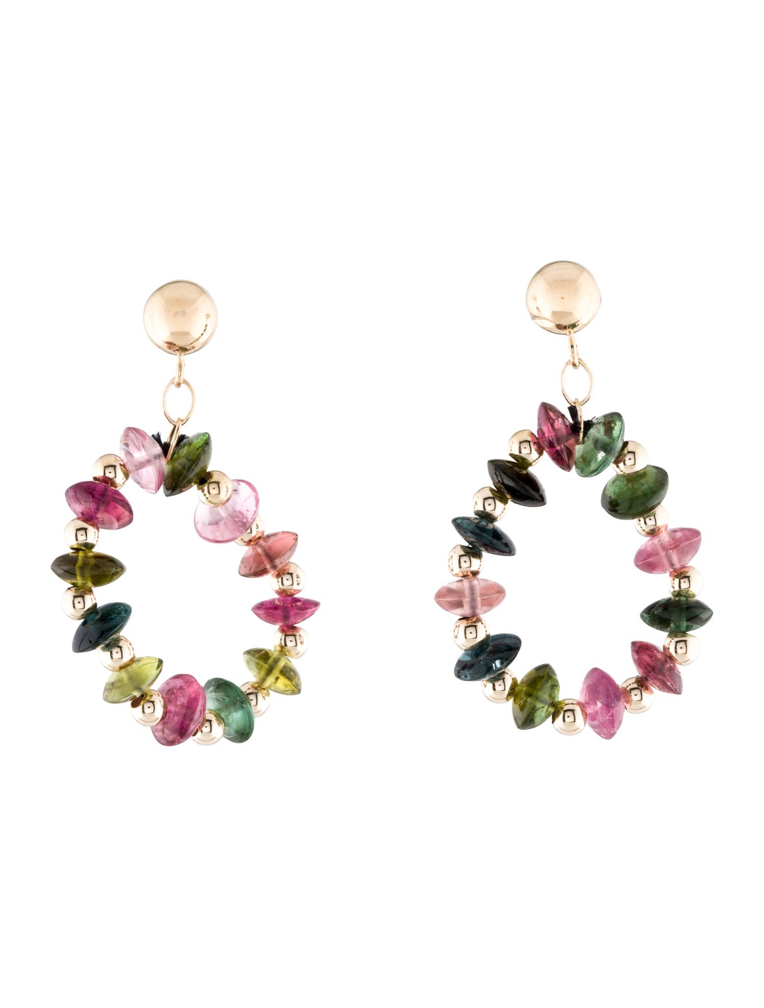 Earrings 14K Tourmaline Bead Hoop