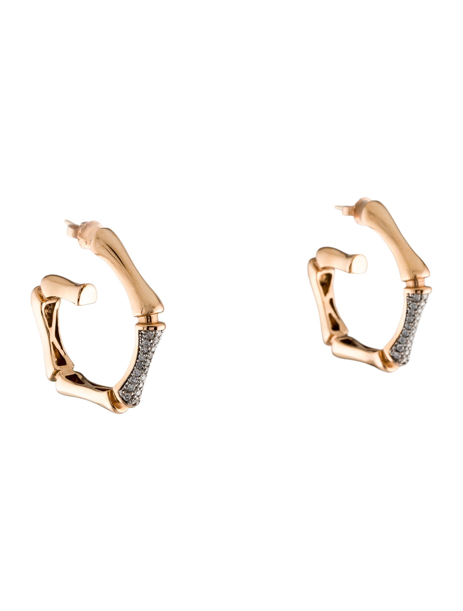 Earrings 18K Diamond 'Bamboo' Hoop Earrings