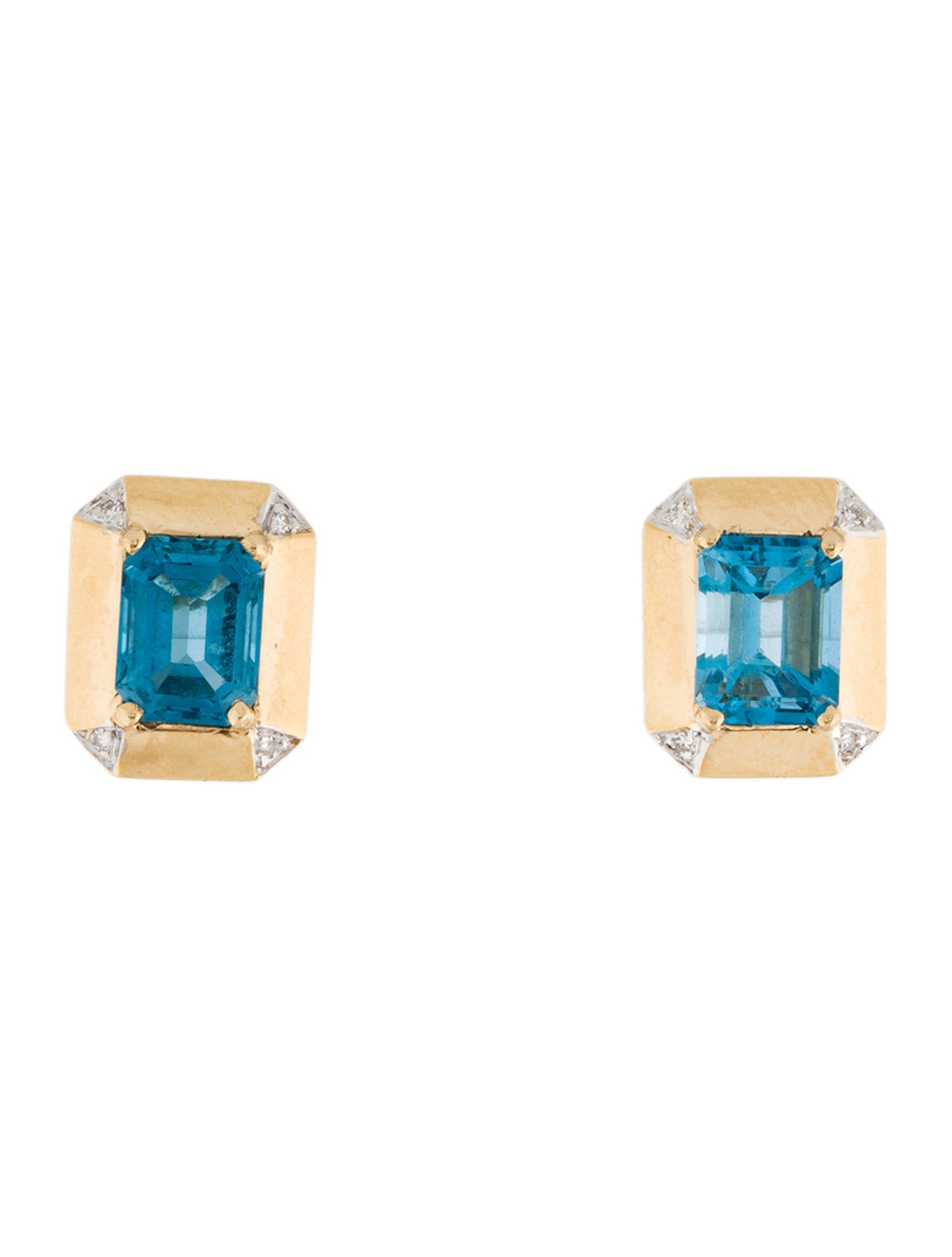 Earrings 14K 5.67ct Topaz & Diamond Stud Earrings