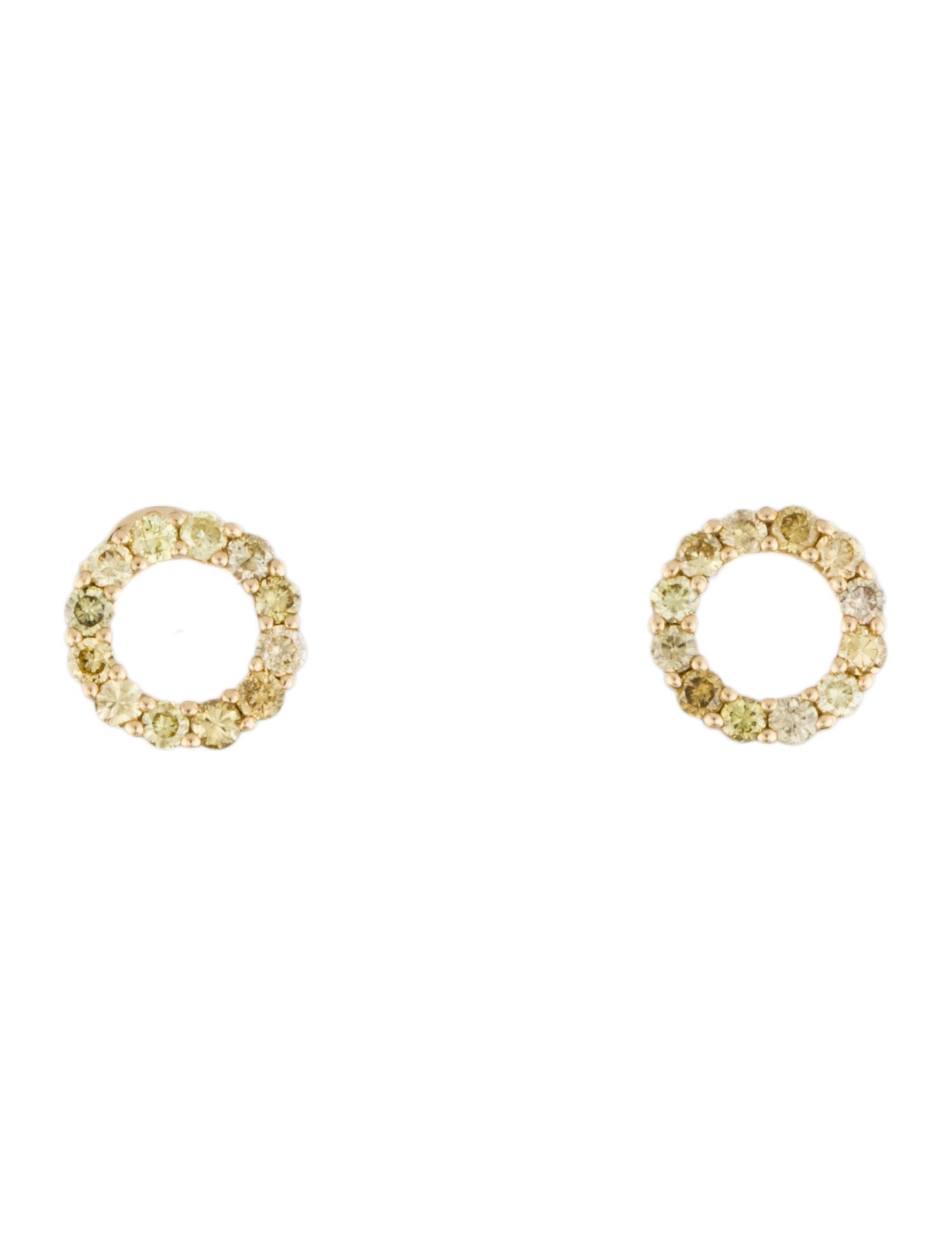 Earrings 14K Diamond Open Circle Stud Earrings