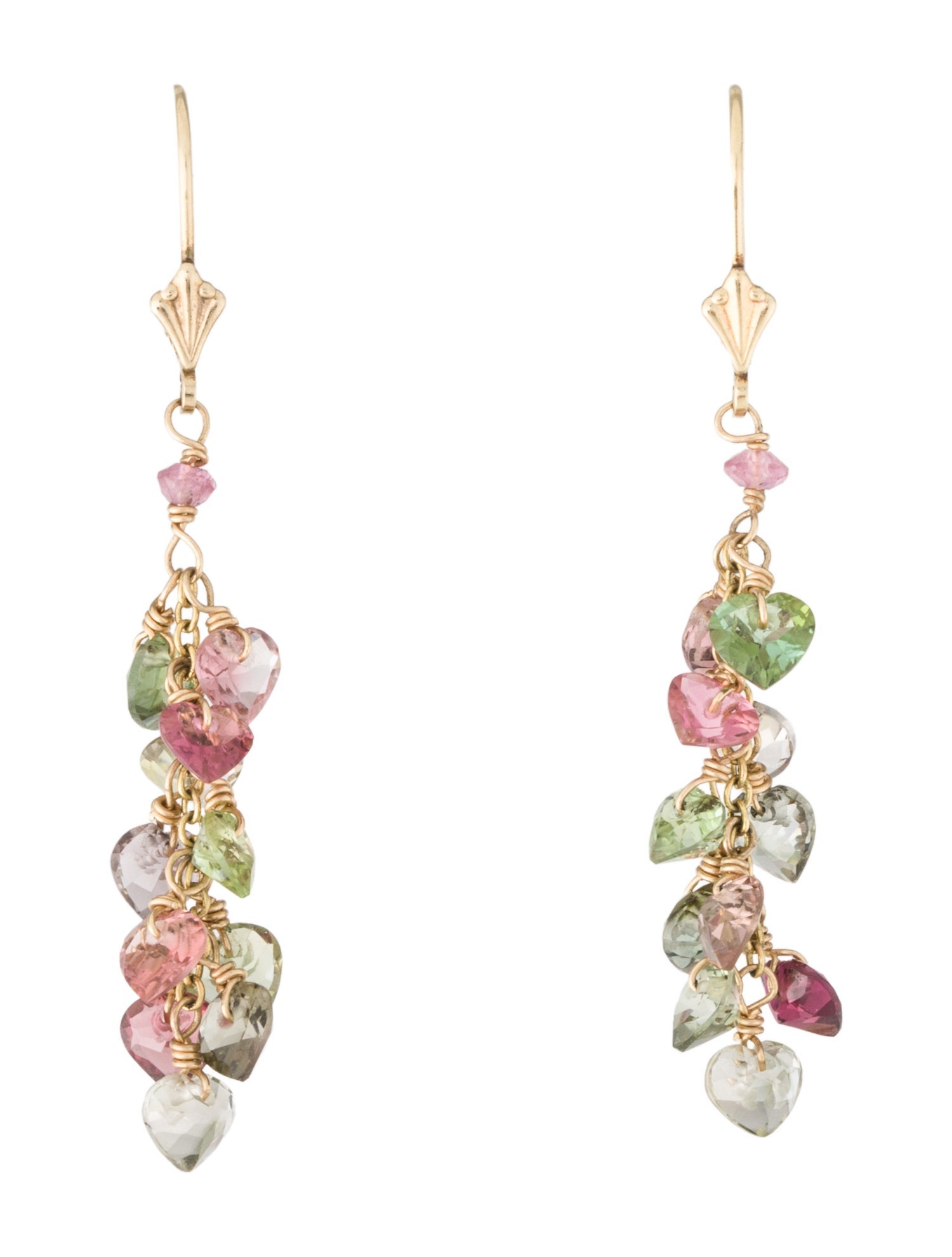 Earrings 14K Tourmaline Heart Drop