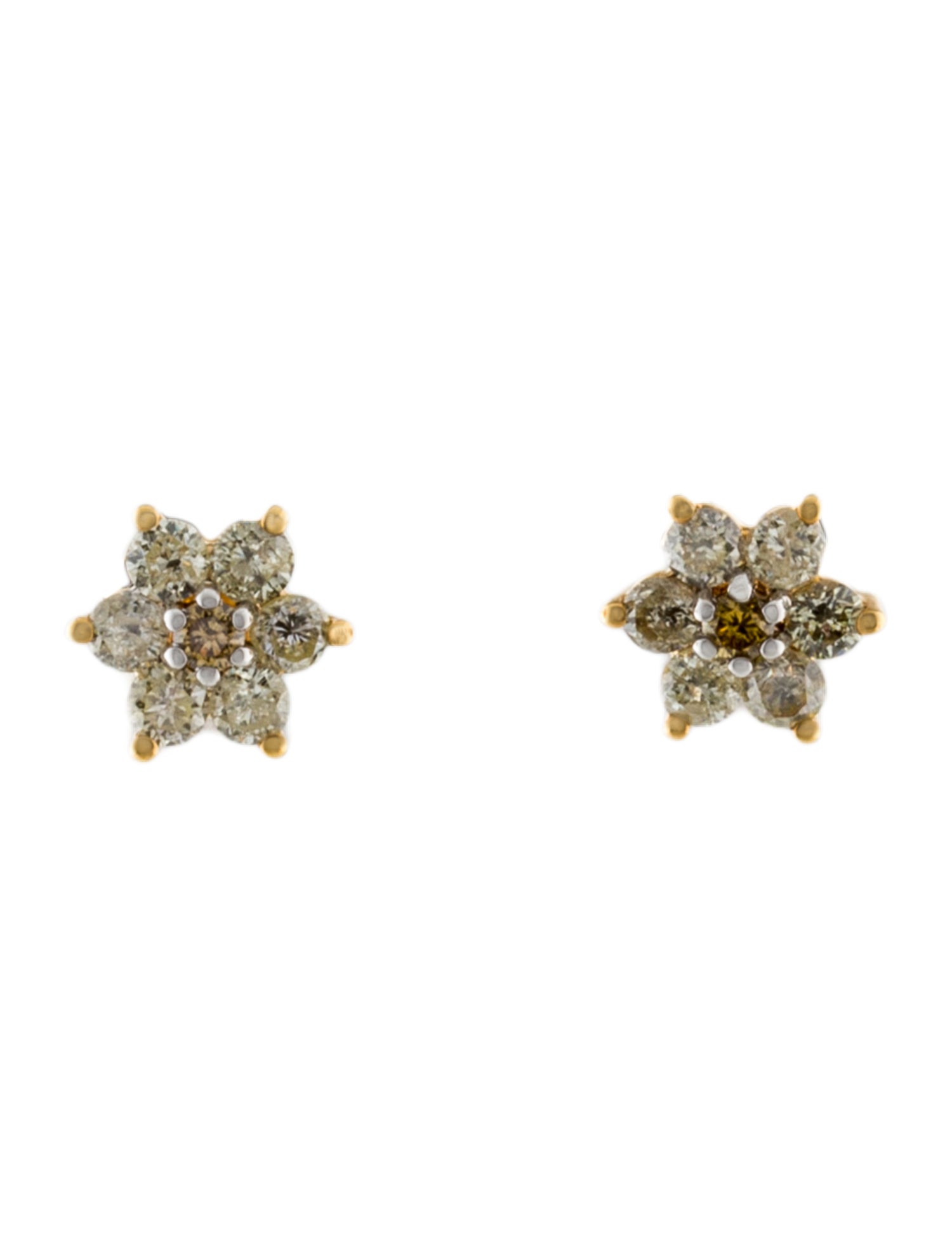 Earrings 14K Diamond Flower Stud Earrings
