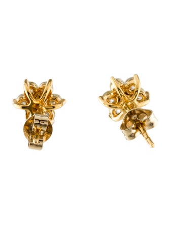 Earrings 14K Diamond Flower Stud Earrings