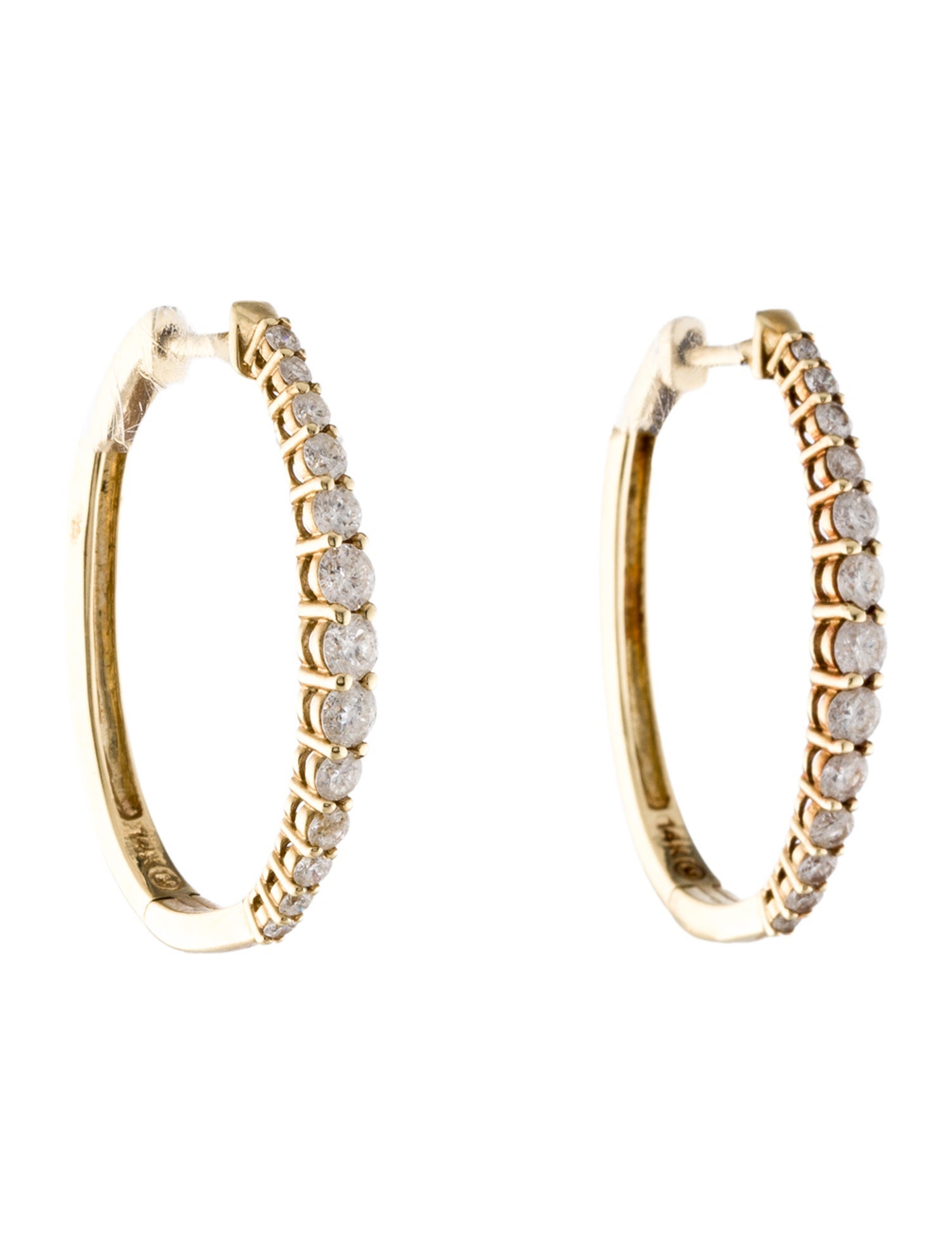 Earrings 14K Diamond Oval Hoop