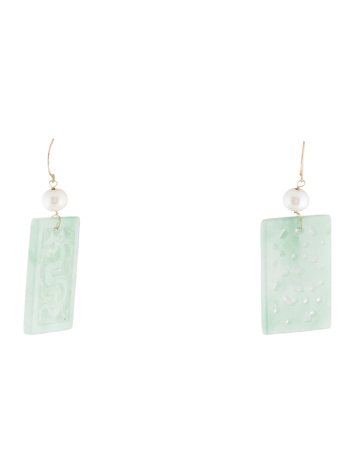 Earrings 14K Pearl & Jadeite Drop