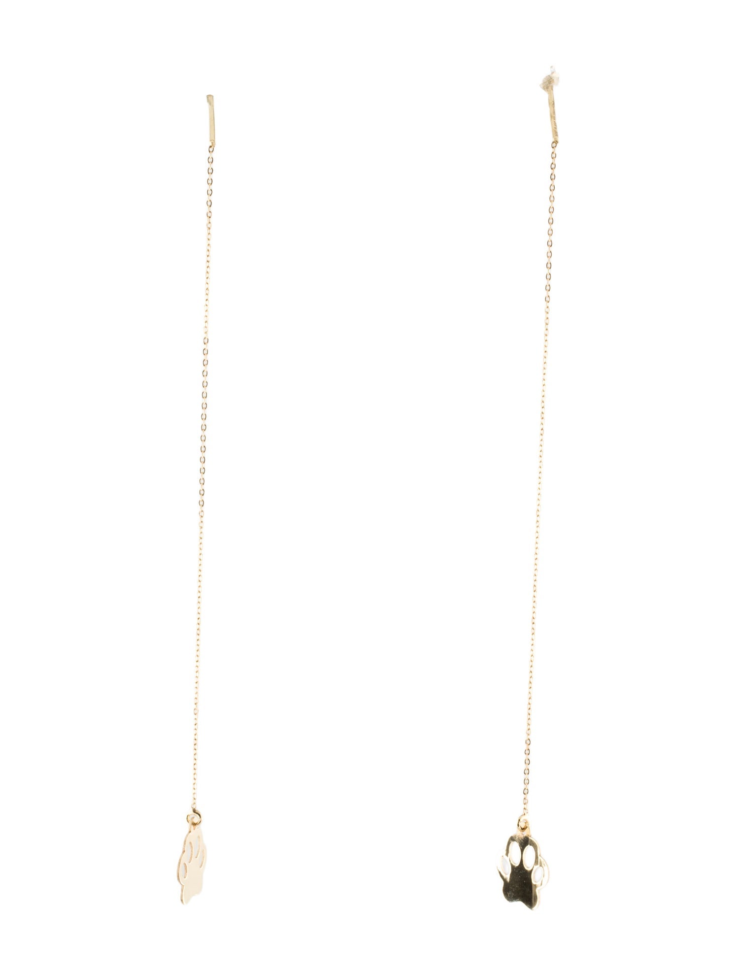Earrings 14K Paw Print Threader Drop Earrings